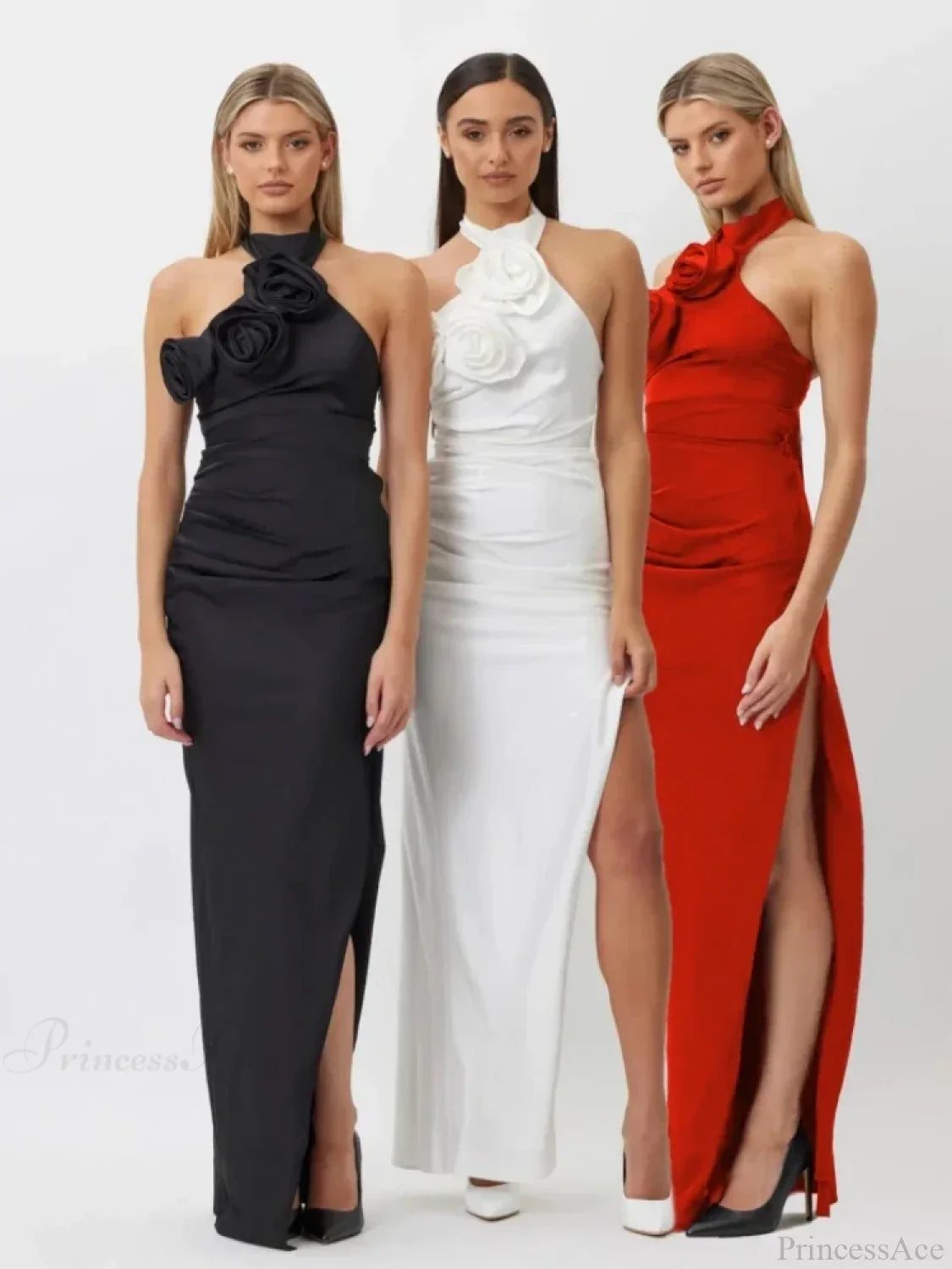 New Summer Sexy Halter Backless Flower Elegant Sleeveless Party Dress