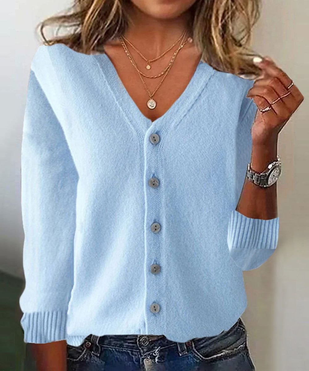 Maria Fernanda | Plain basic cardigan with long sleeves