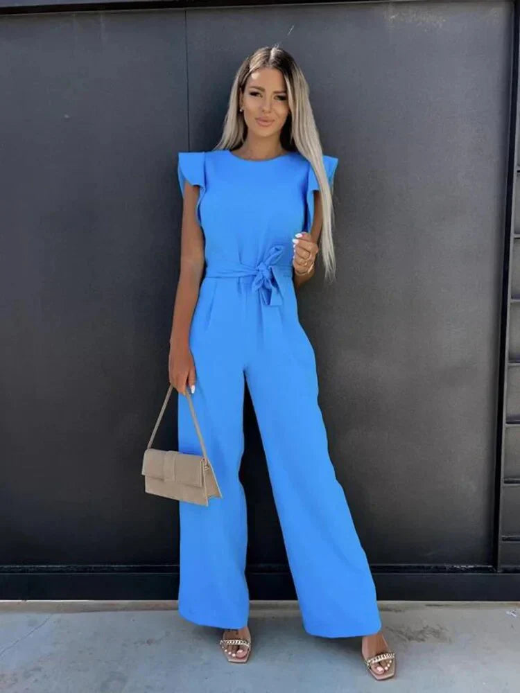 Noelle | Women's Wide Leg Tie Waist Jumpsuit