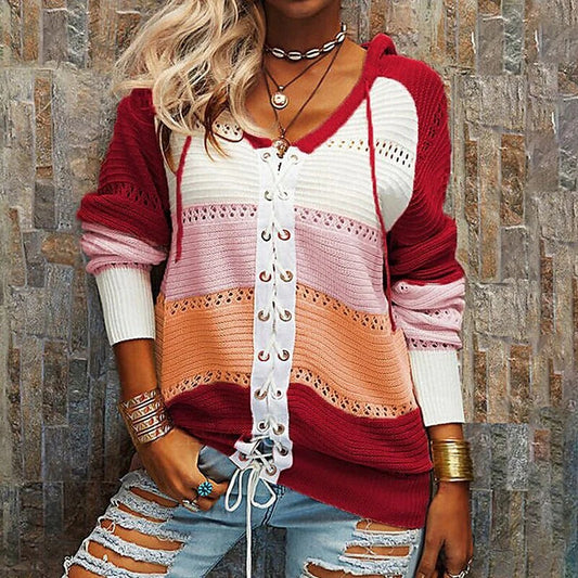 Laura | Women's sweater with hood and drawstring