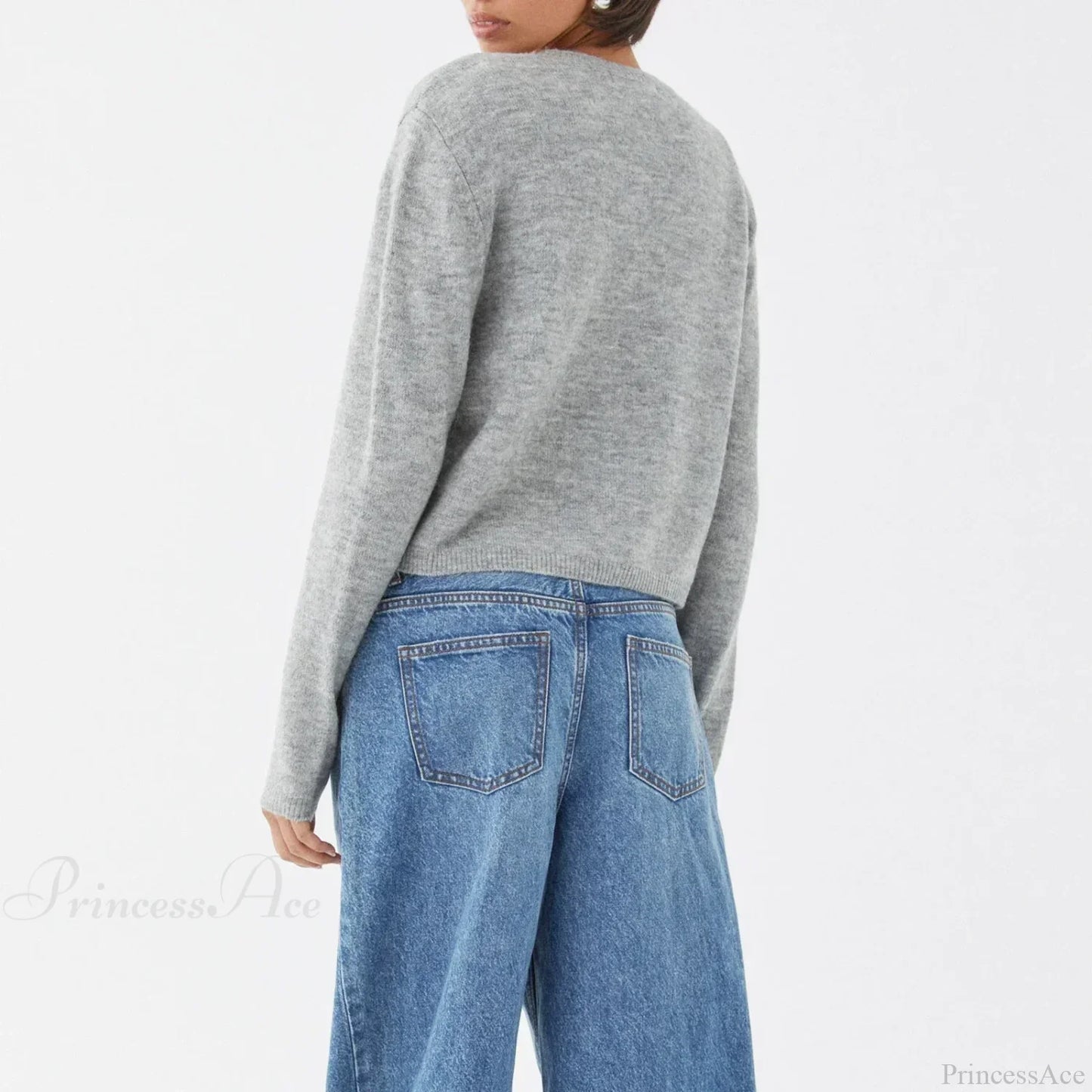 O-neck Cropped Button Knitted Cardigan