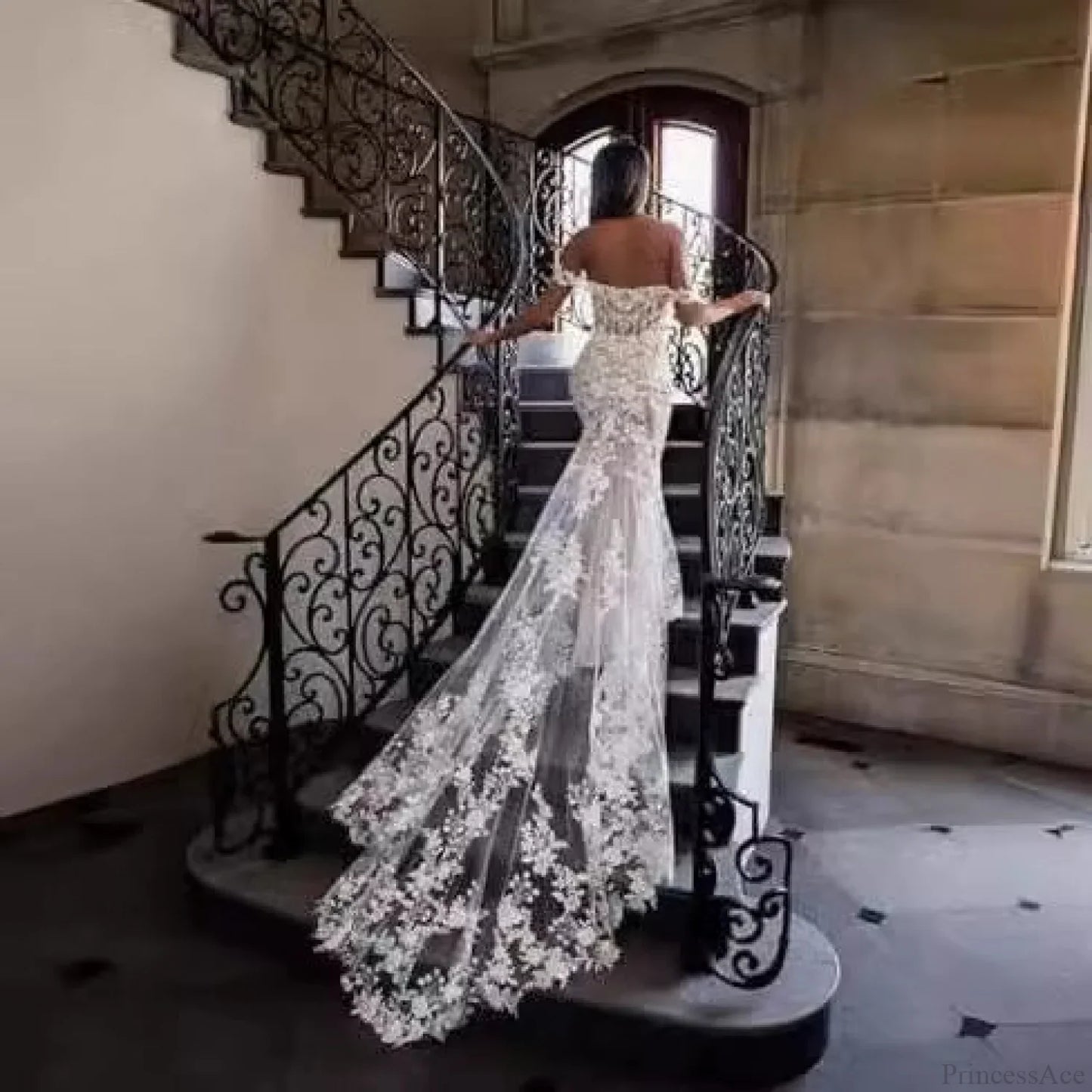 Off-Shoulder Lace Mermaid Bridal Wedding Dress