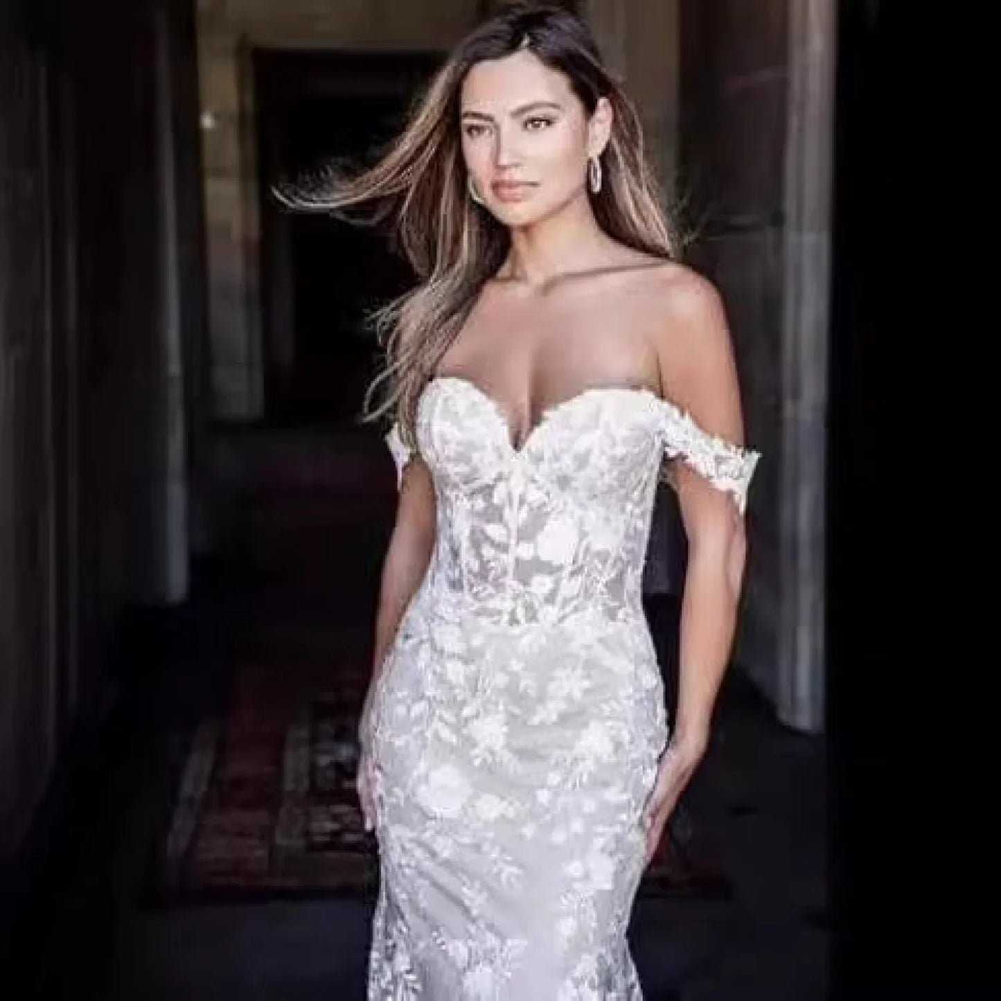 Off-Shoulder Lace Mermaid Bridal Wedding Dress