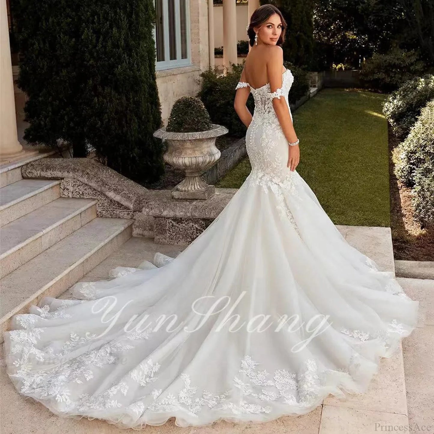 Off-Shoulder Lace Mermaid Bridal Wedding Dress