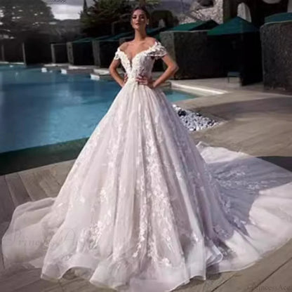 Off-Shoulder Royal Elegance Wedding Dress