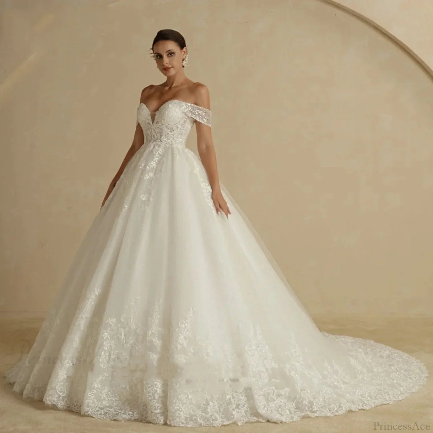 Off-Shoulder Royal Elegance Wedding Dress