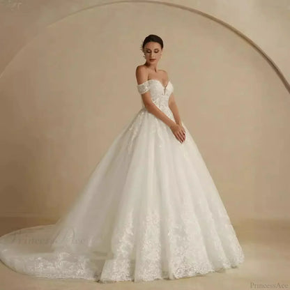 Off-Shoulder Royal Elegance Wedding Dress