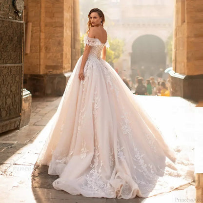 Off-Shoulder Starry Sheer Wedding Dress