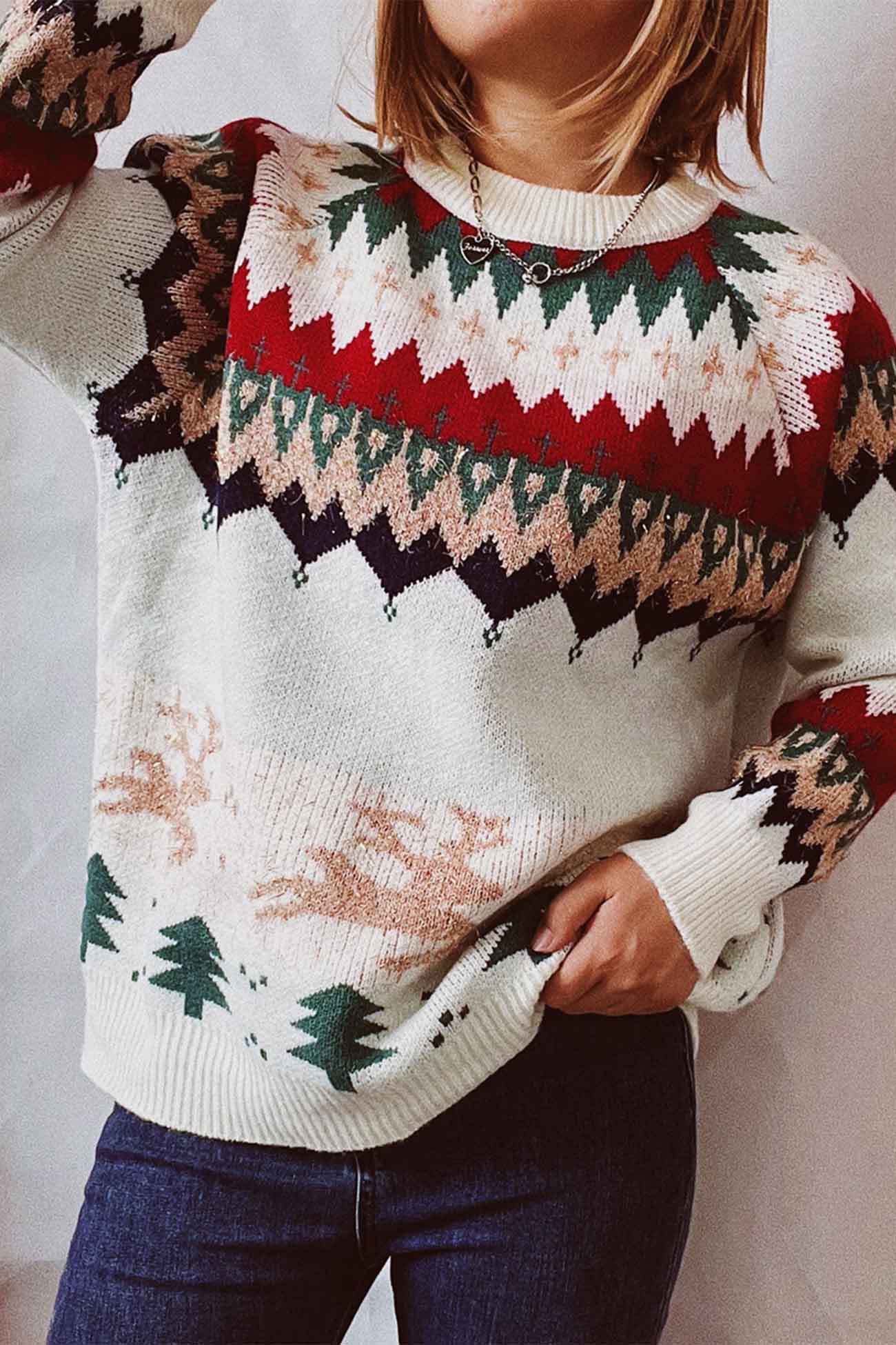 Tamara | Long-sleeved sweater with low shoulders and a round neckline