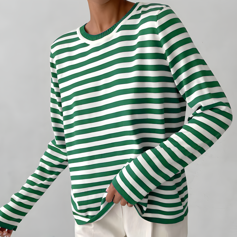 Fatima® | Women's striped long-sleeved round-neck top
