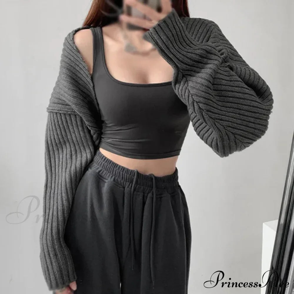 Open Front Solid Color Cropped Casual Bolero Shrug Cardigan