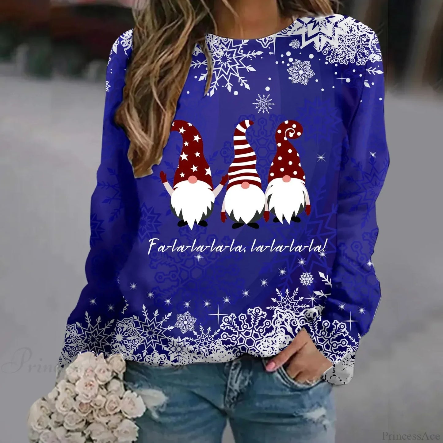 Oversized Print Crew Neck Soft Long Sleeve Casual Loose Y2K Winter Hoodie