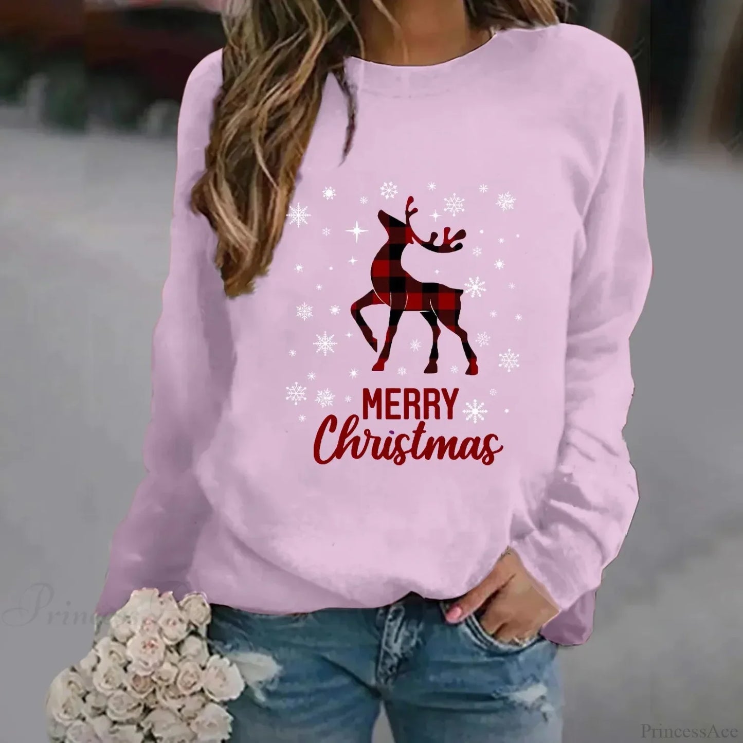 Oversized Print Crew Neck Soft Long Sleeve Casual Loose Y2K Winter Hoodie