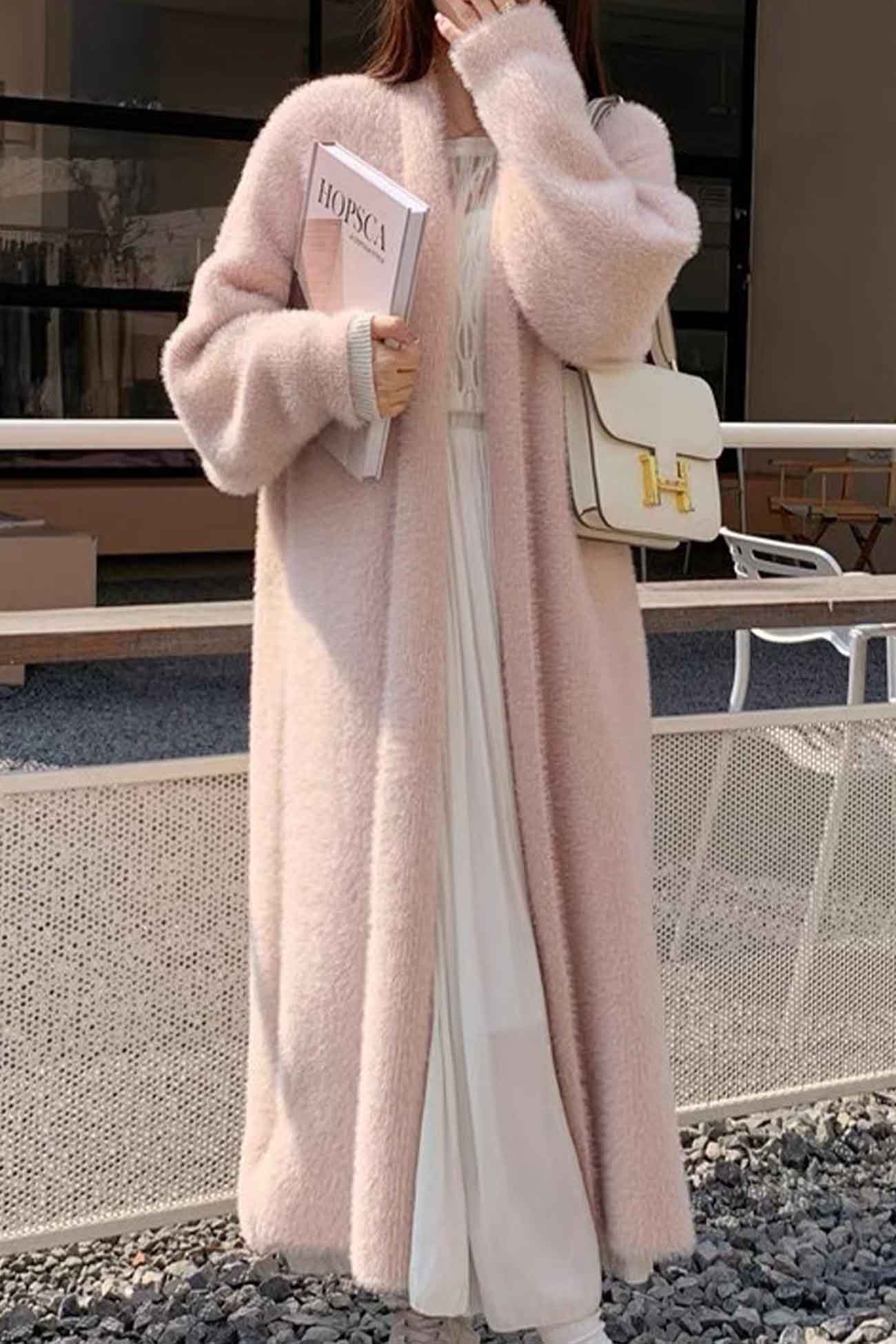 Estela | Plain, fluffy long cardigan