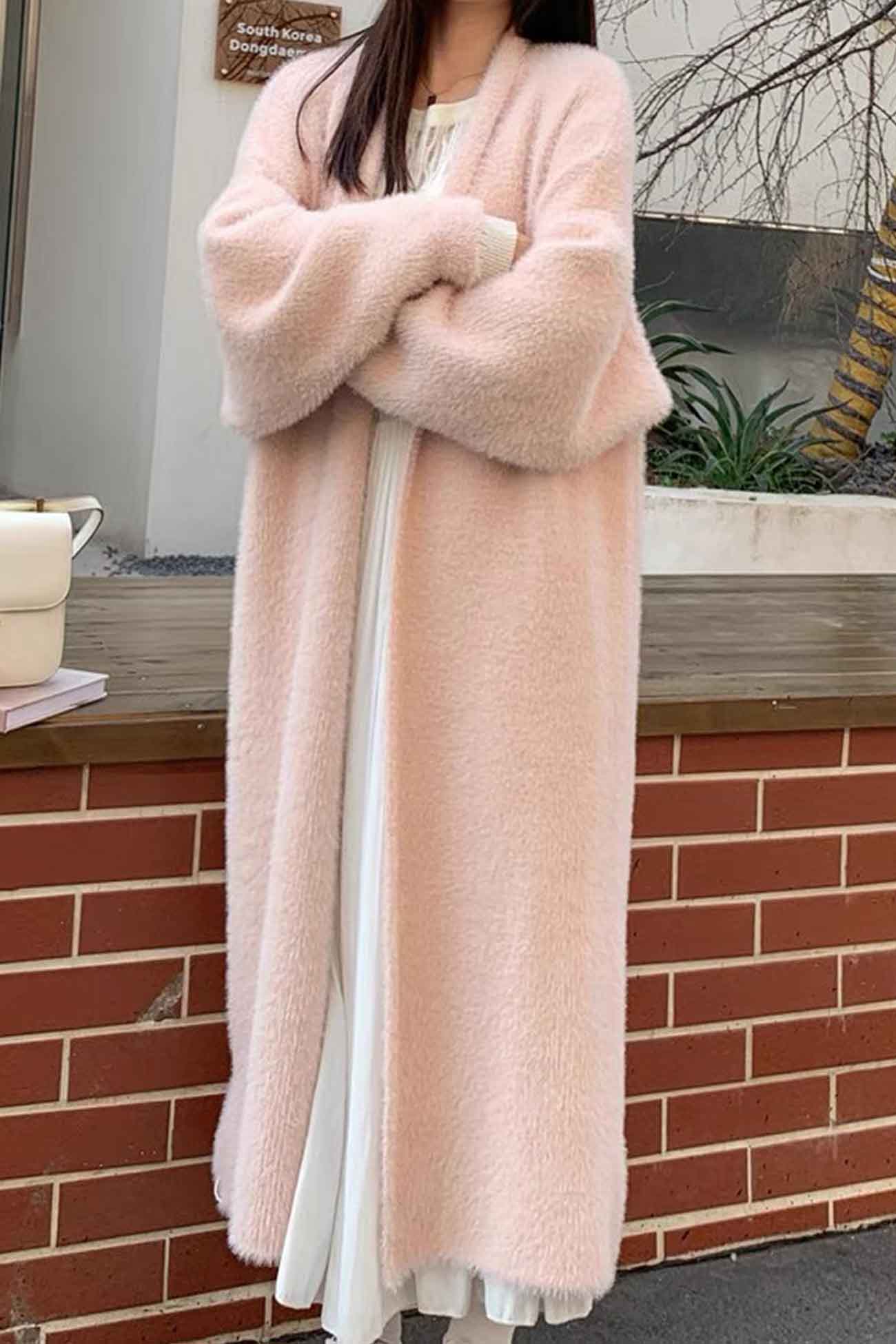 Estela | Plain, fluffy long cardigan