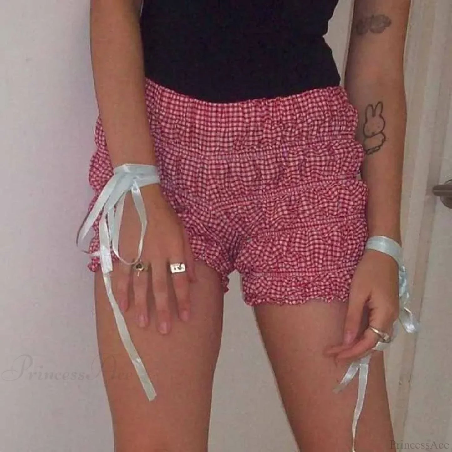 Plaid Frill Tiered Low-Rise Short