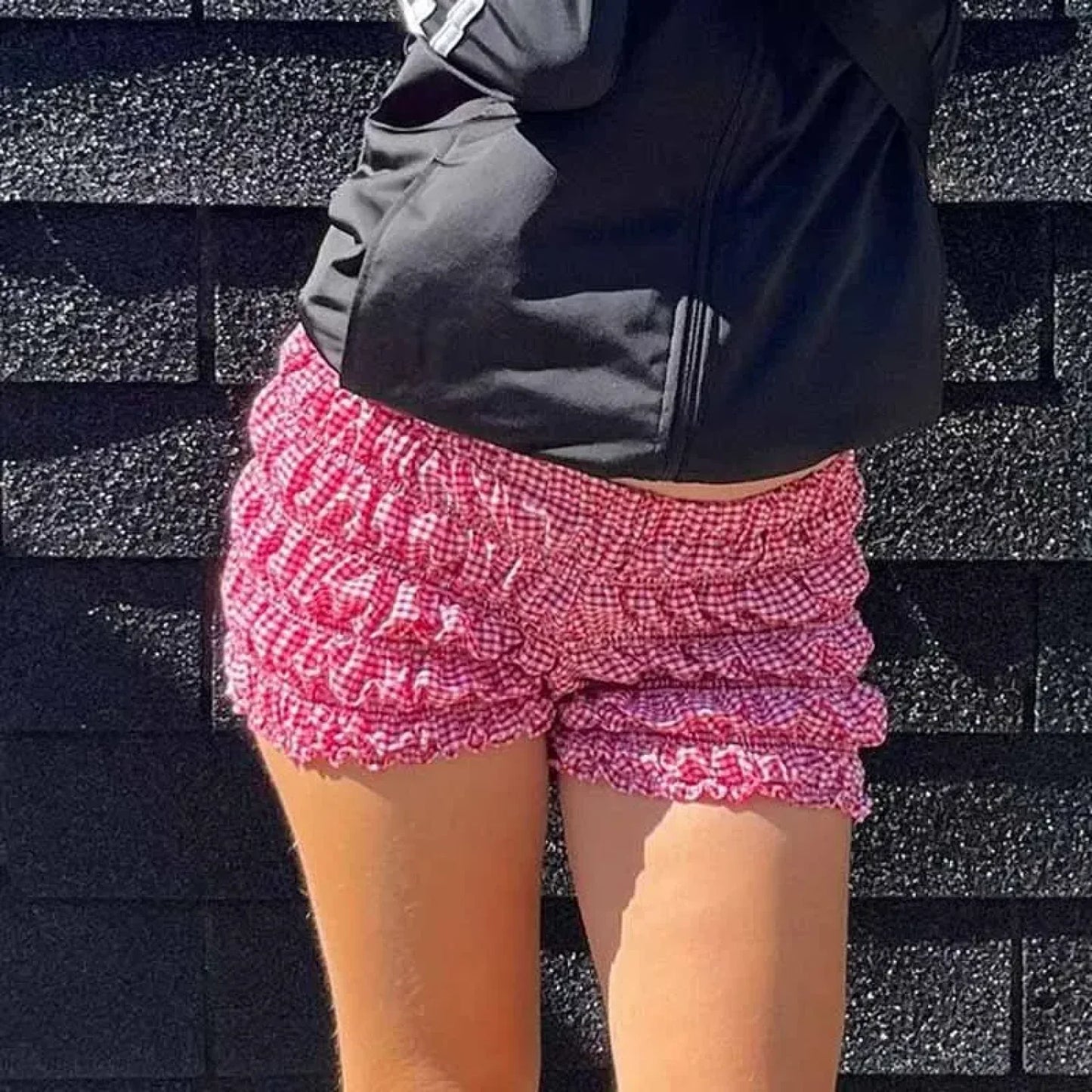 Plaid Frill Tiered Low-Rise Short