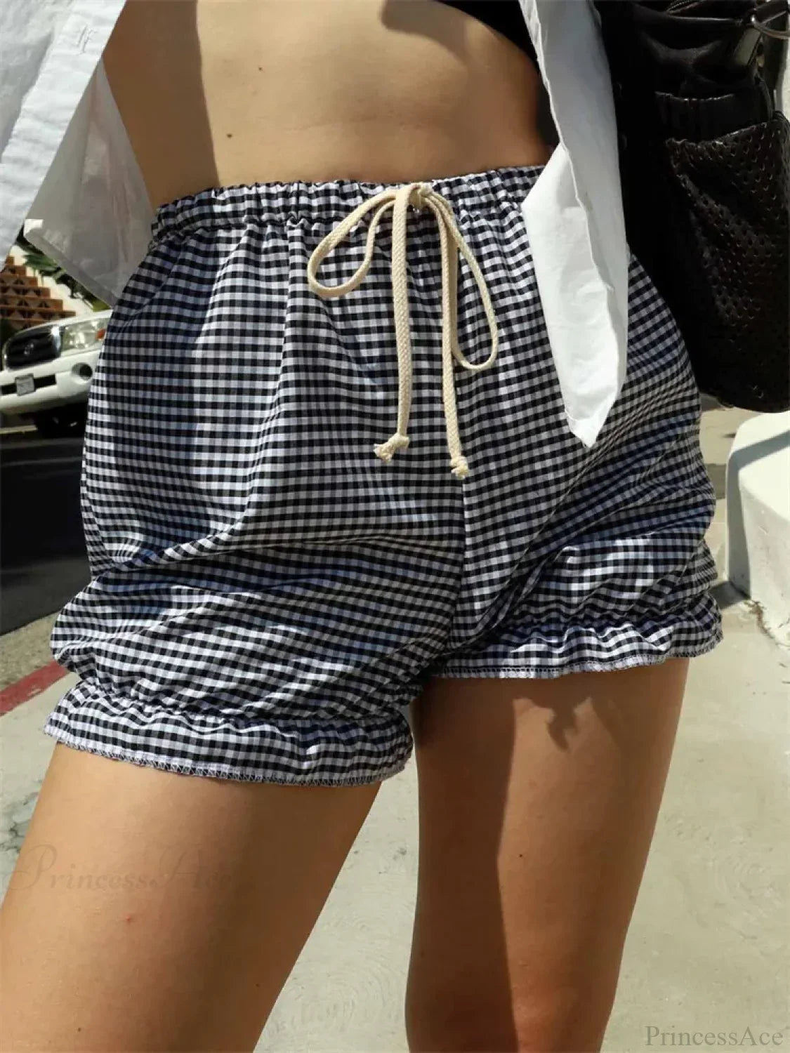 Plaid Ruffled Drawstring Bloomer Short