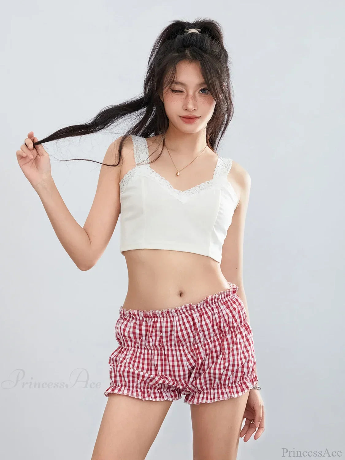 Plaid Ruffled Vintage Short