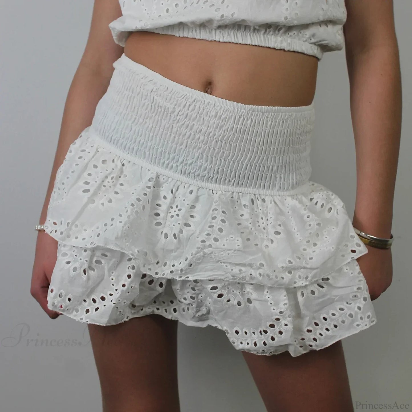 Pointelle Layered Ruffle Skirt