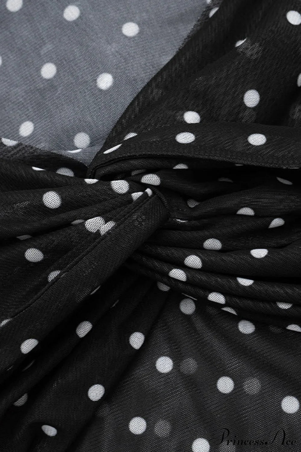 Polka Dot Off Shoulder Ruched Short Long Sleeve Tee