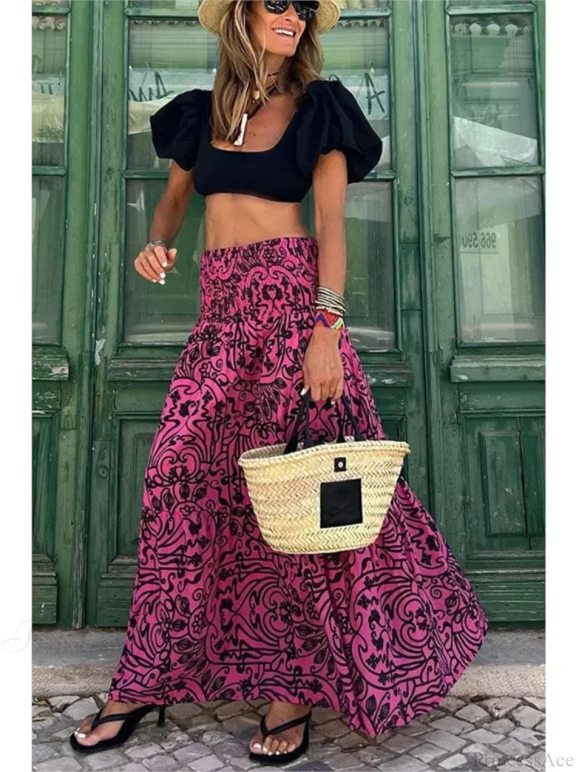 Printed A-Line Beach Skirt for Summer Casual Vacation