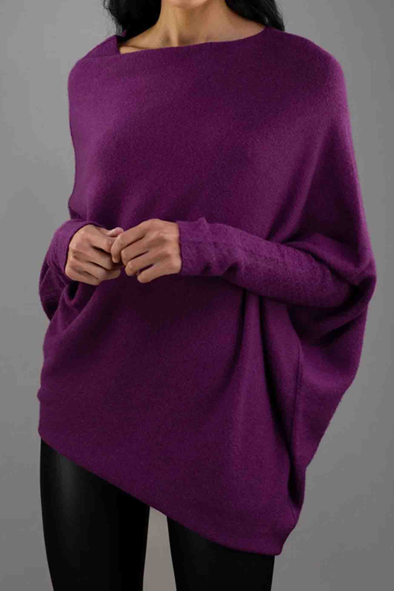 Paulina | Solid long-sleeved shirt with a crew neck