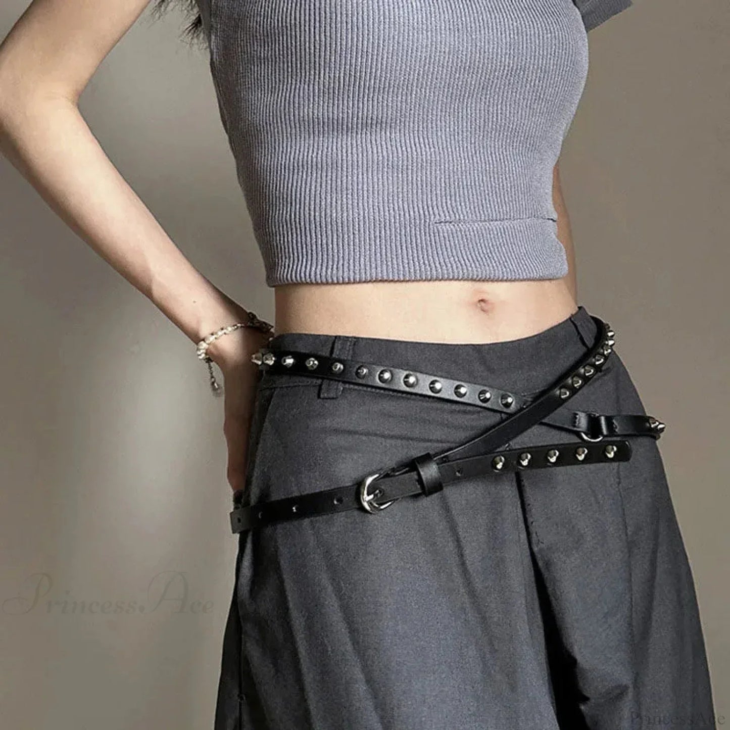 Rebellious Dark Western Double Loop Rivet Belt