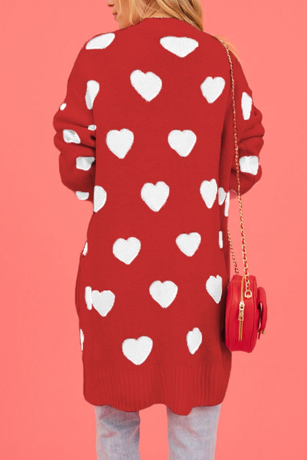 Kristina | Long cardigan with a sweetheart neckline and open front pocket