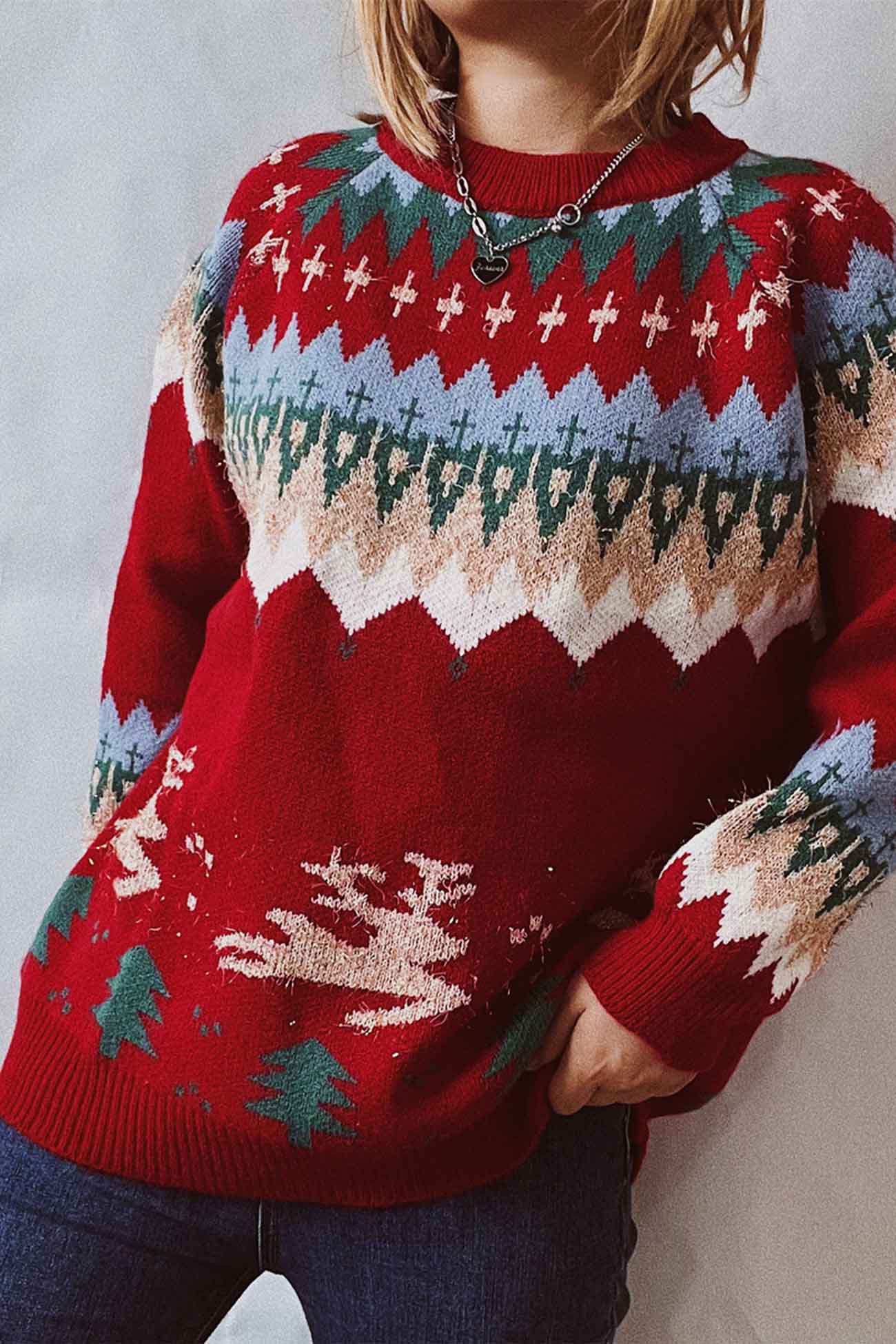 Tamara | Long-sleeved sweater with low shoulders and a round neckline