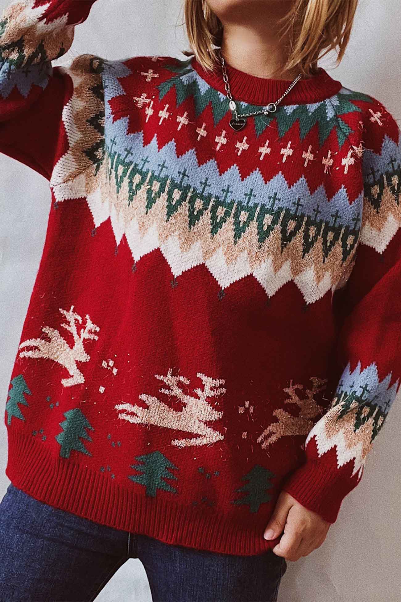 Tamara | Long-sleeved sweater with low shoulders and a round neckline