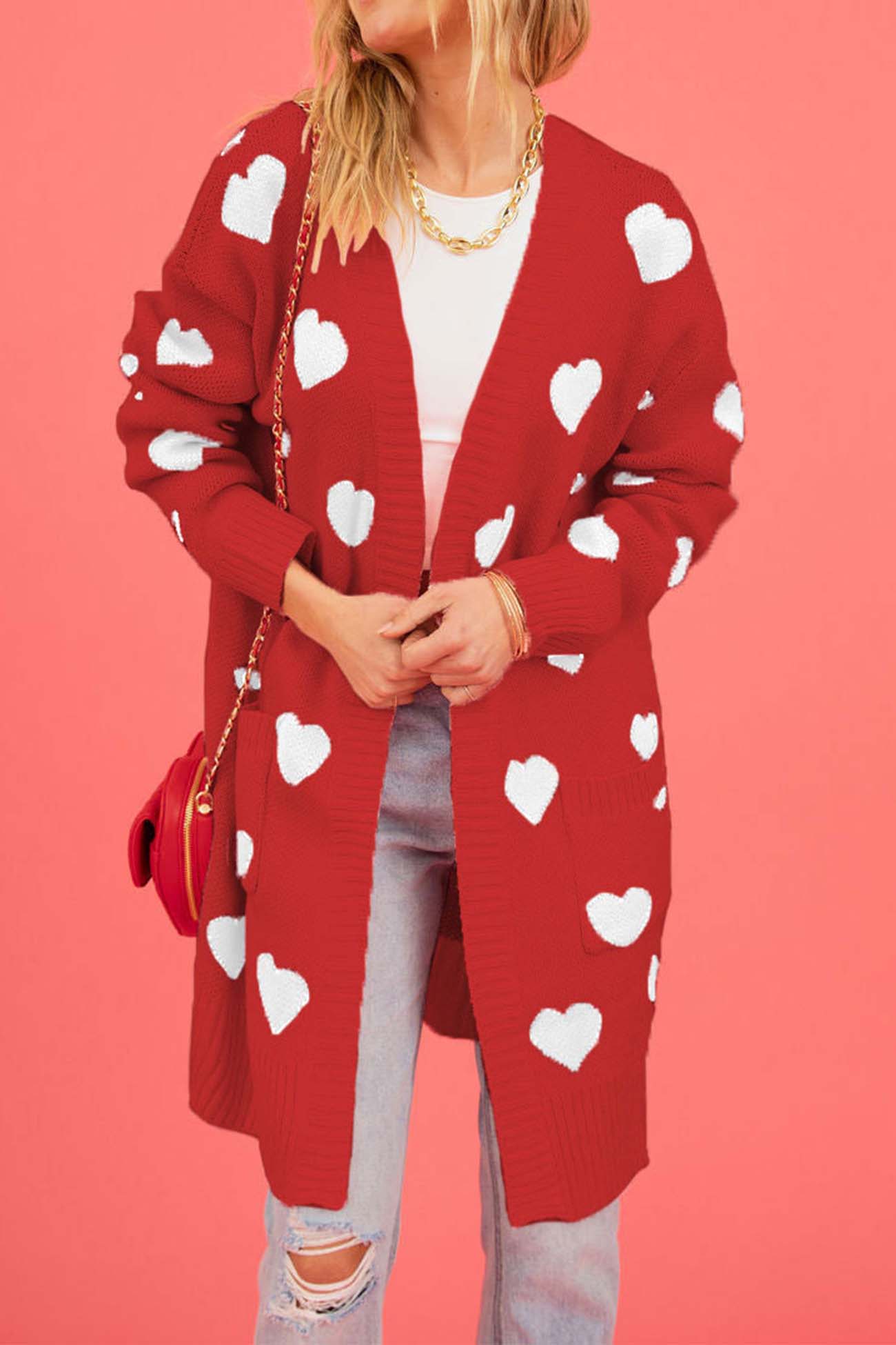 Kristina | Long cardigan with a sweetheart neckline and open front pocket