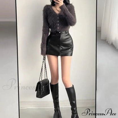 Retro Chic High Waist Sexy A-line Stylish Fashionable Brown Elegant Skirt