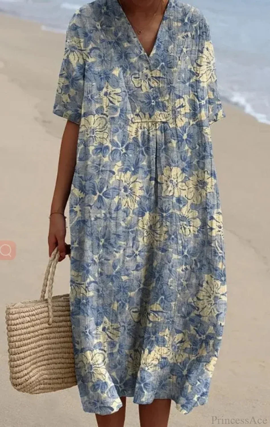 Retro Circle Print Boho Floral Dress