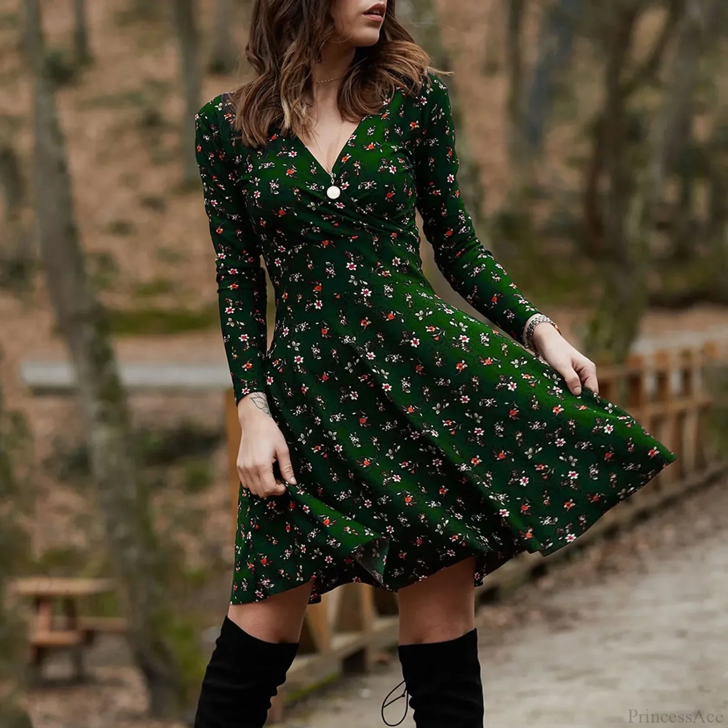 Retro Floral Swing Midi Floral Dress