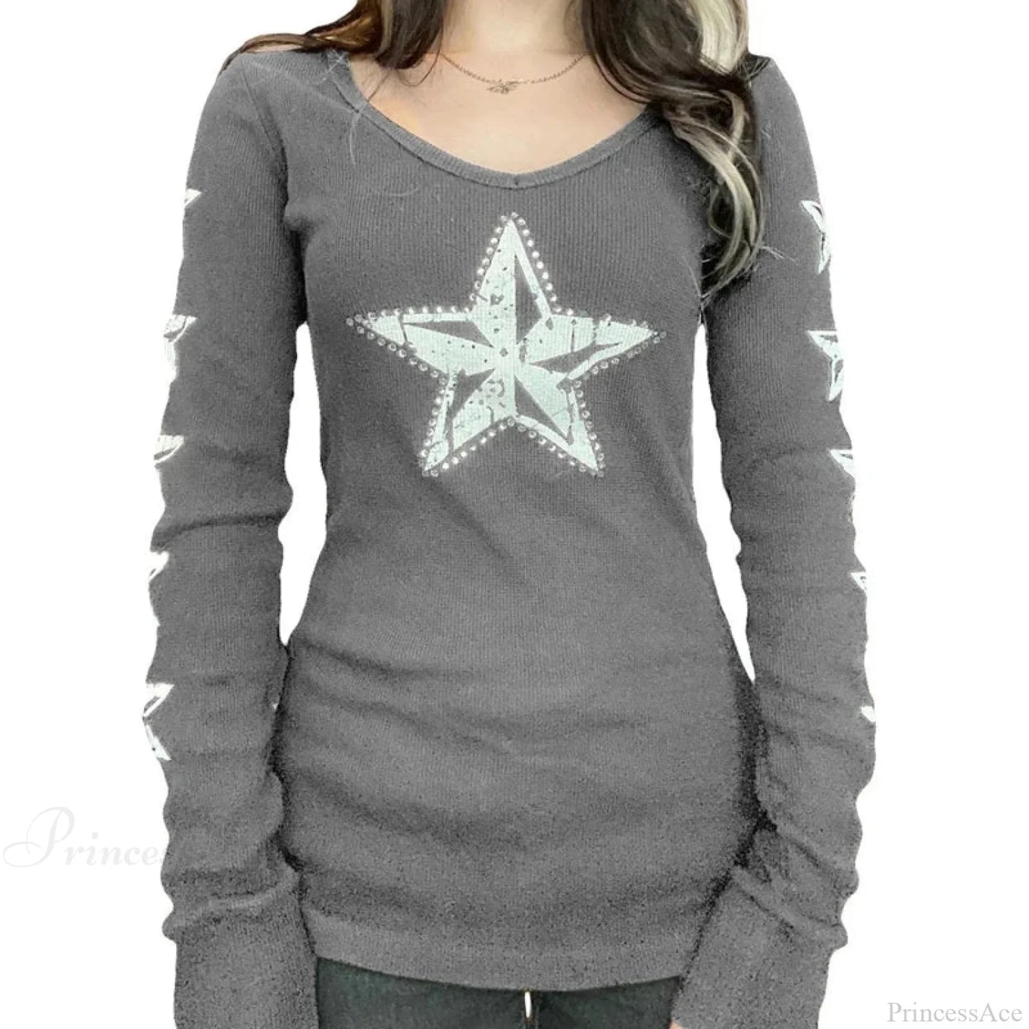 Rhinestone Graphic Knit Top