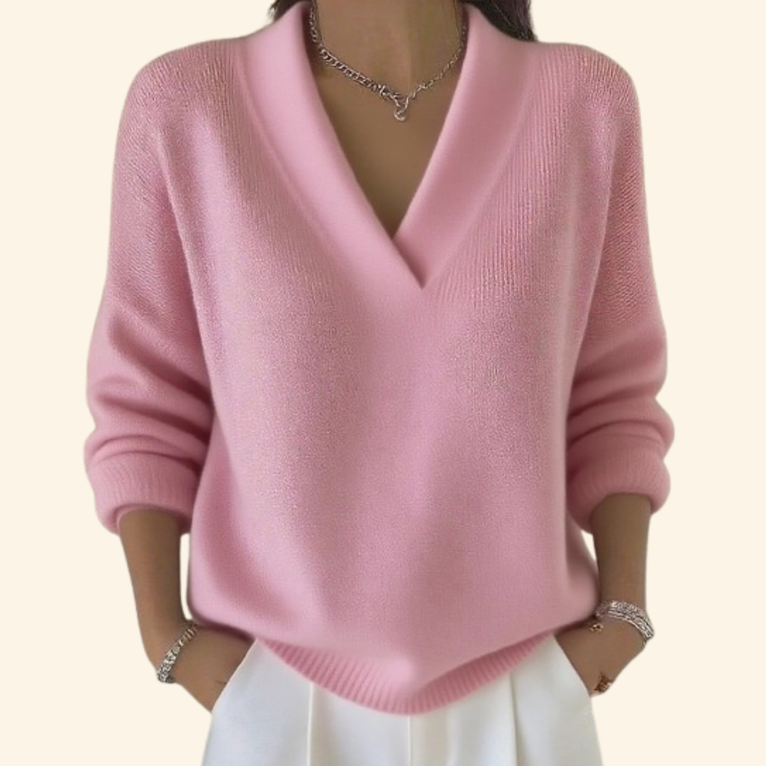 Rhonda | Women's V-Neck Relaxed Fit Pullover Sweater