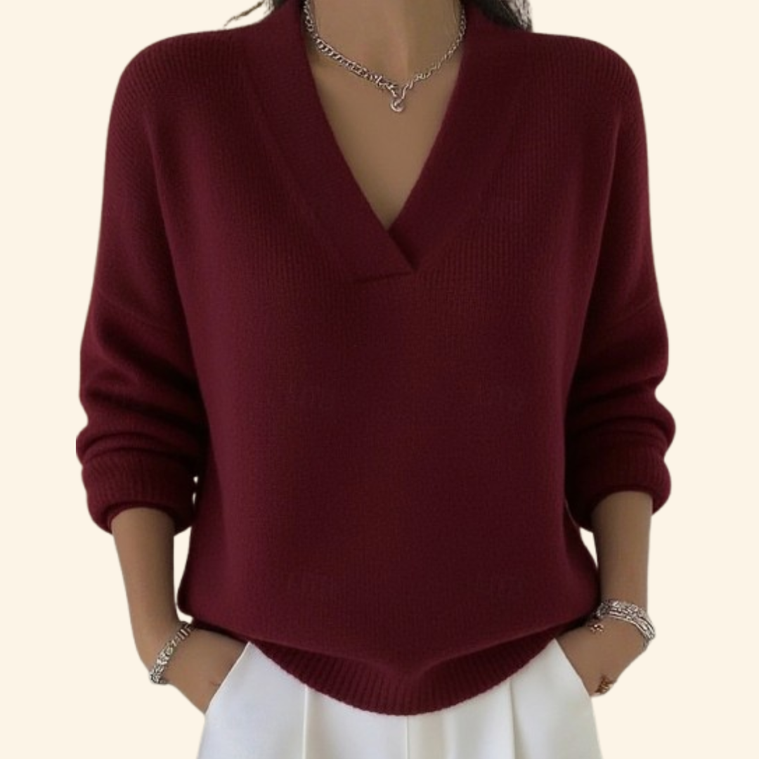 Rhonda | Women's V-Neck Relaxed Fit Pullover Sweater