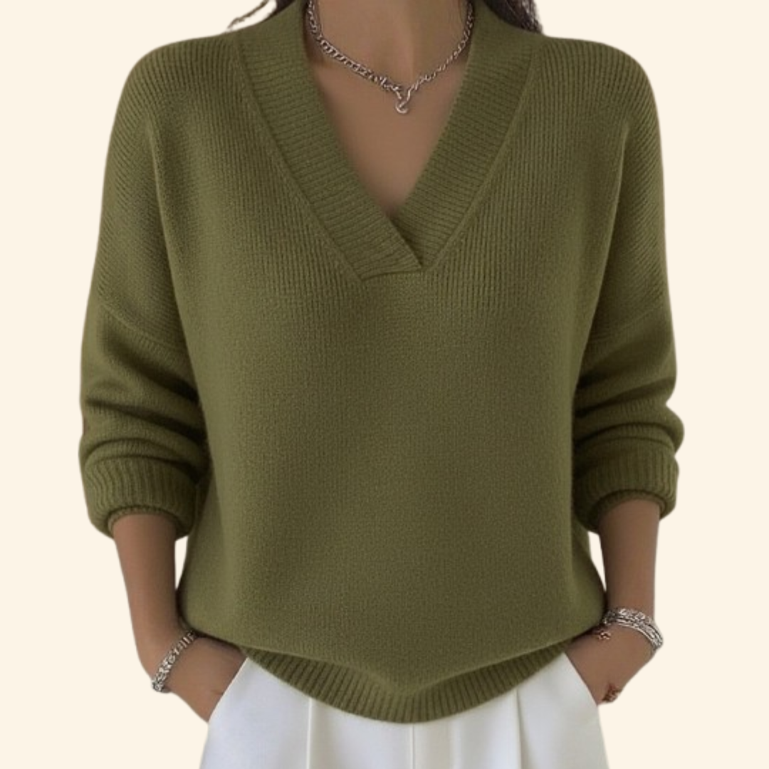 Rhonda | Women's V-Neck Relaxed Fit Pullover Sweater