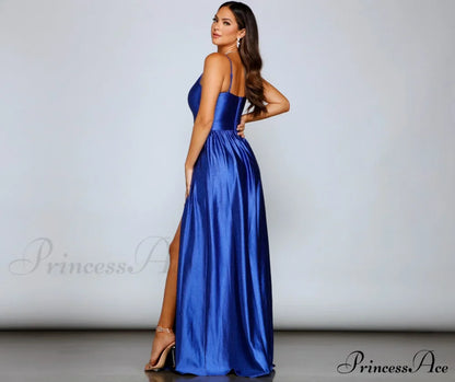 Riley Glitter Satin Charming A-Line Formal Dress