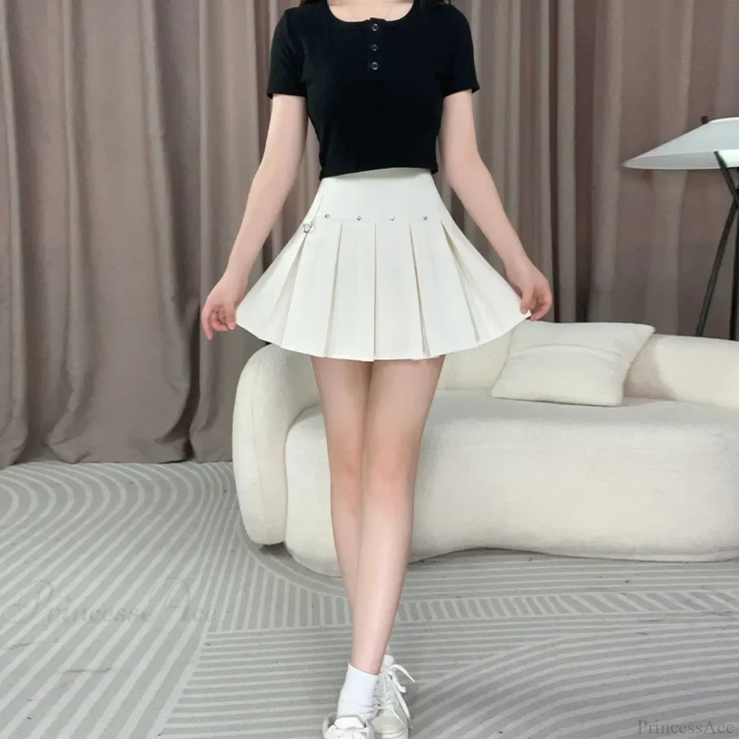 Rivet Pleated A-line Street Skirt