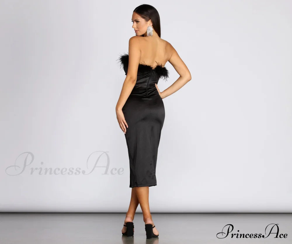 Robin Formal Stylish Satin Midi Dress