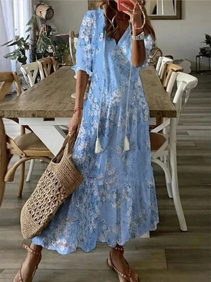 Rochelle | Women's V-Neck A-Line Midi Dress