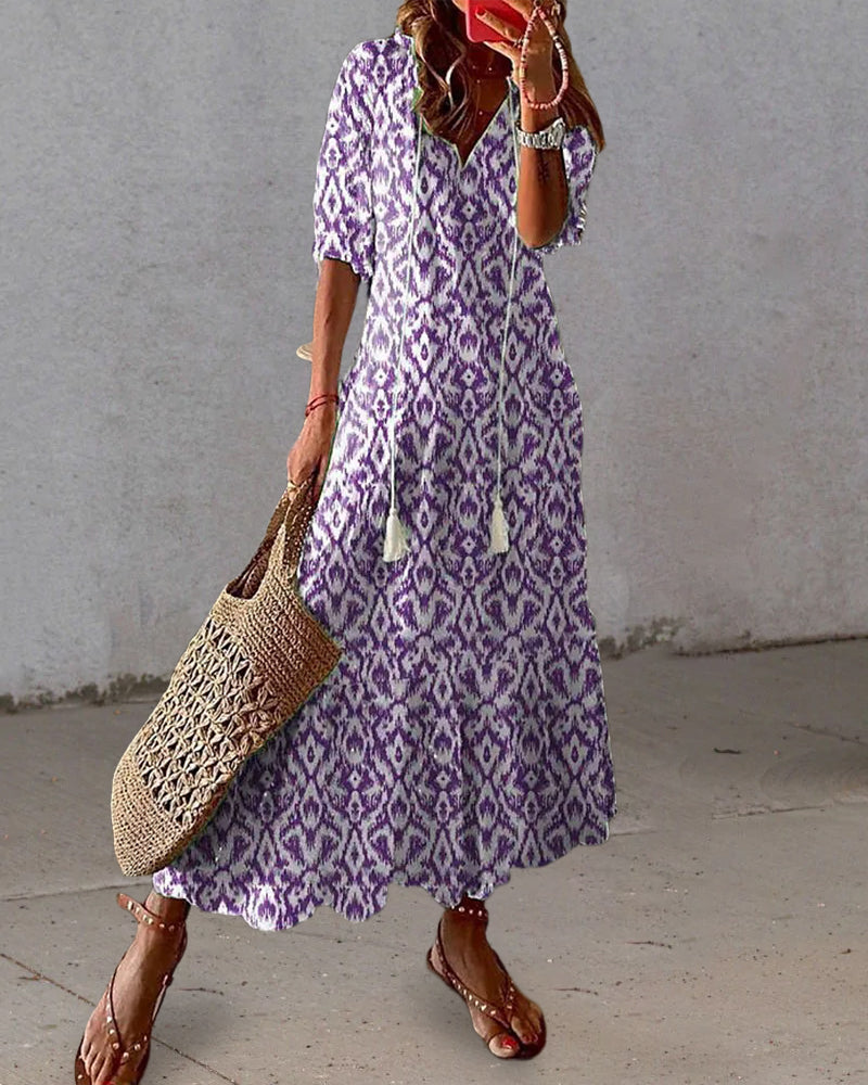 Rochelle | Women's V-Neck A-Line Midi Dress