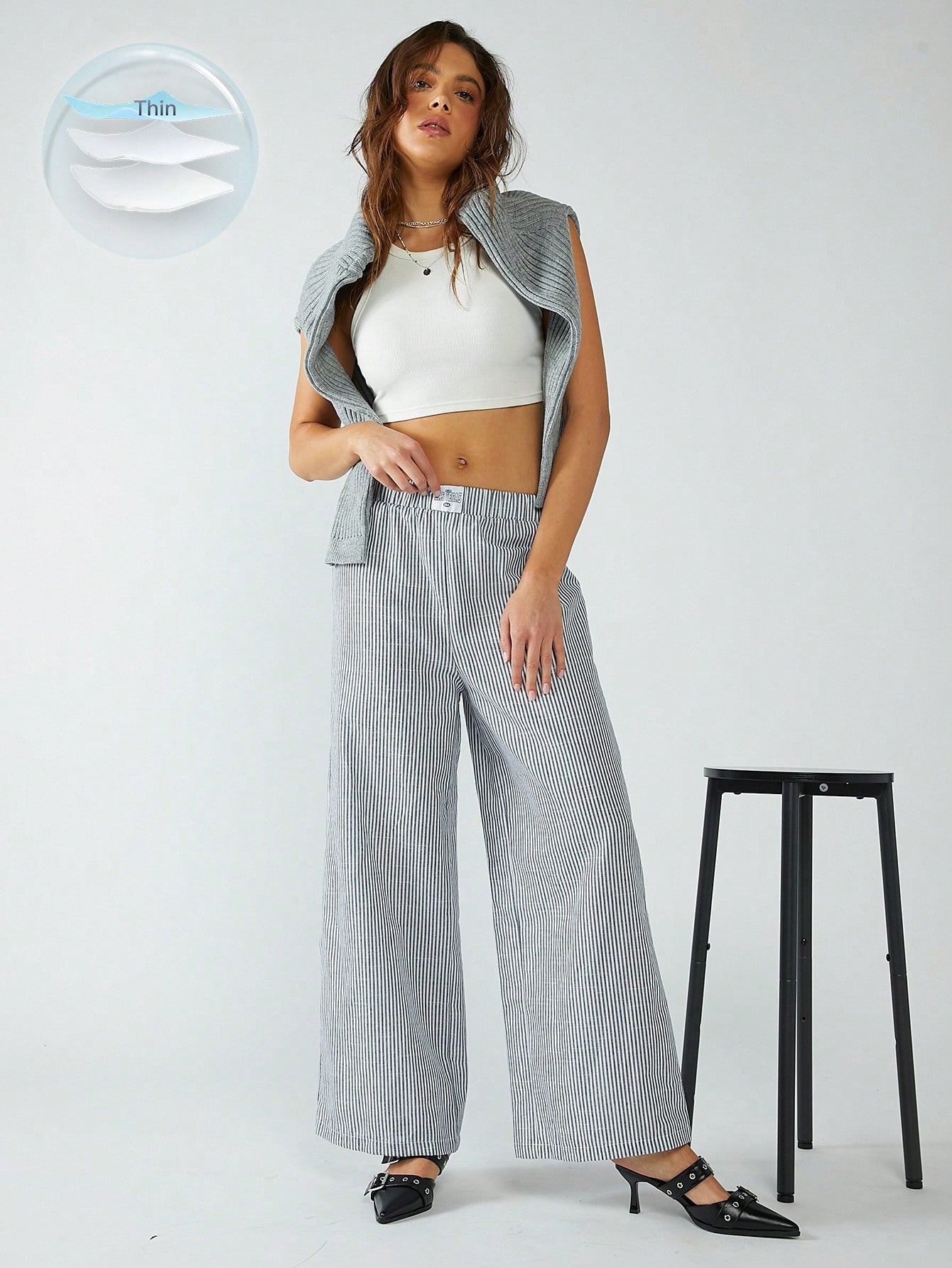Malena® | STRIPED FABRIC TROUSERS