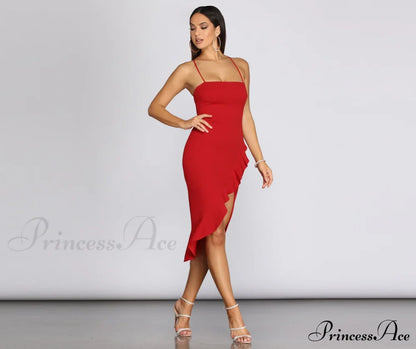 Ruffled In Stylish Love Sleeveless Dress