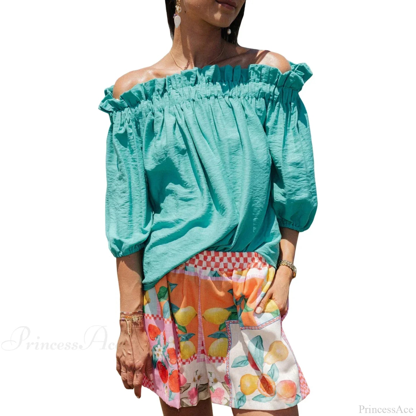 Ruffled Off-Shoulder Solid Fashion Blouse