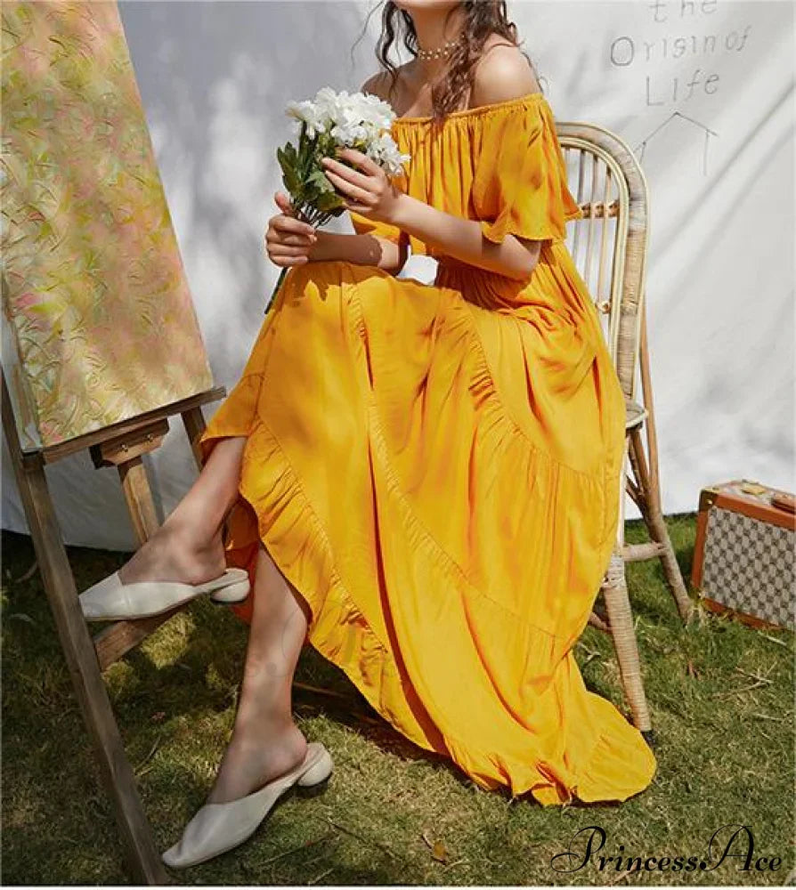 Ruffled Romance Off Charming The Shoulder Maxi Dress