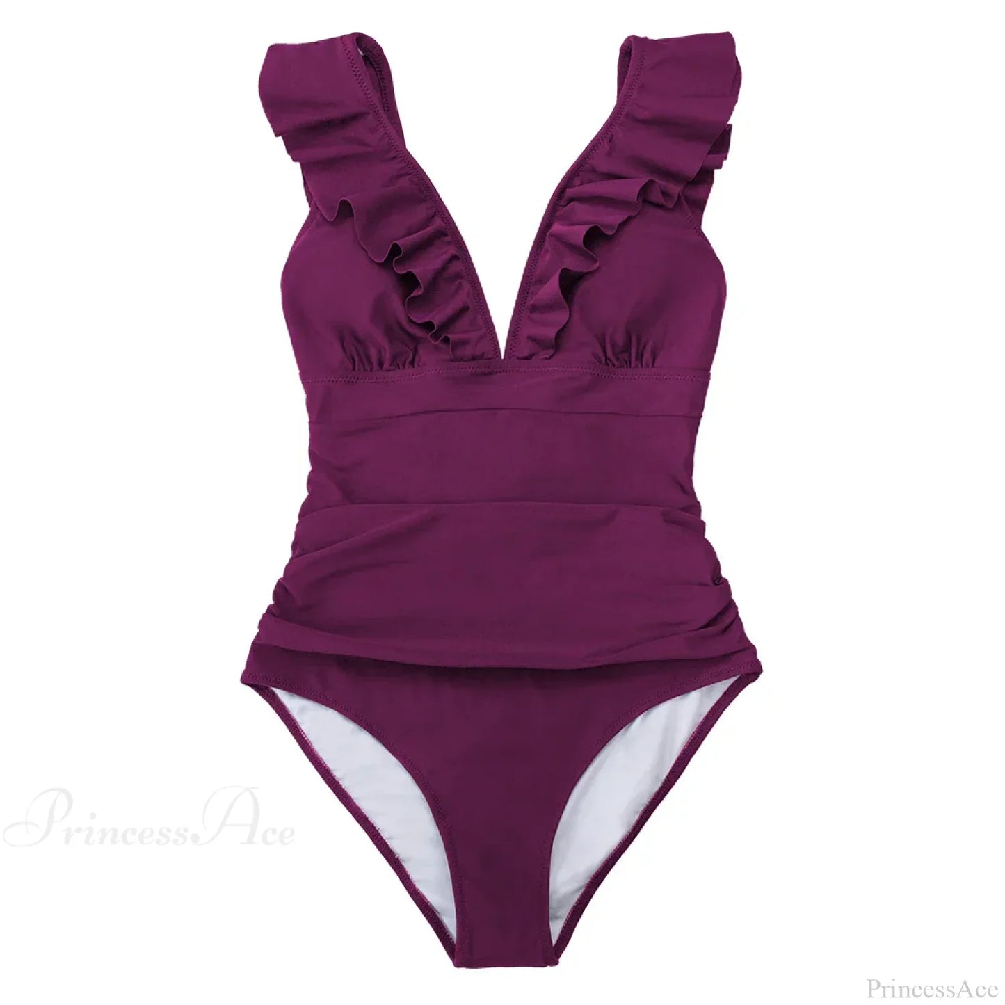 Ruffled V-neck Lace Up Monokini One Piece Set