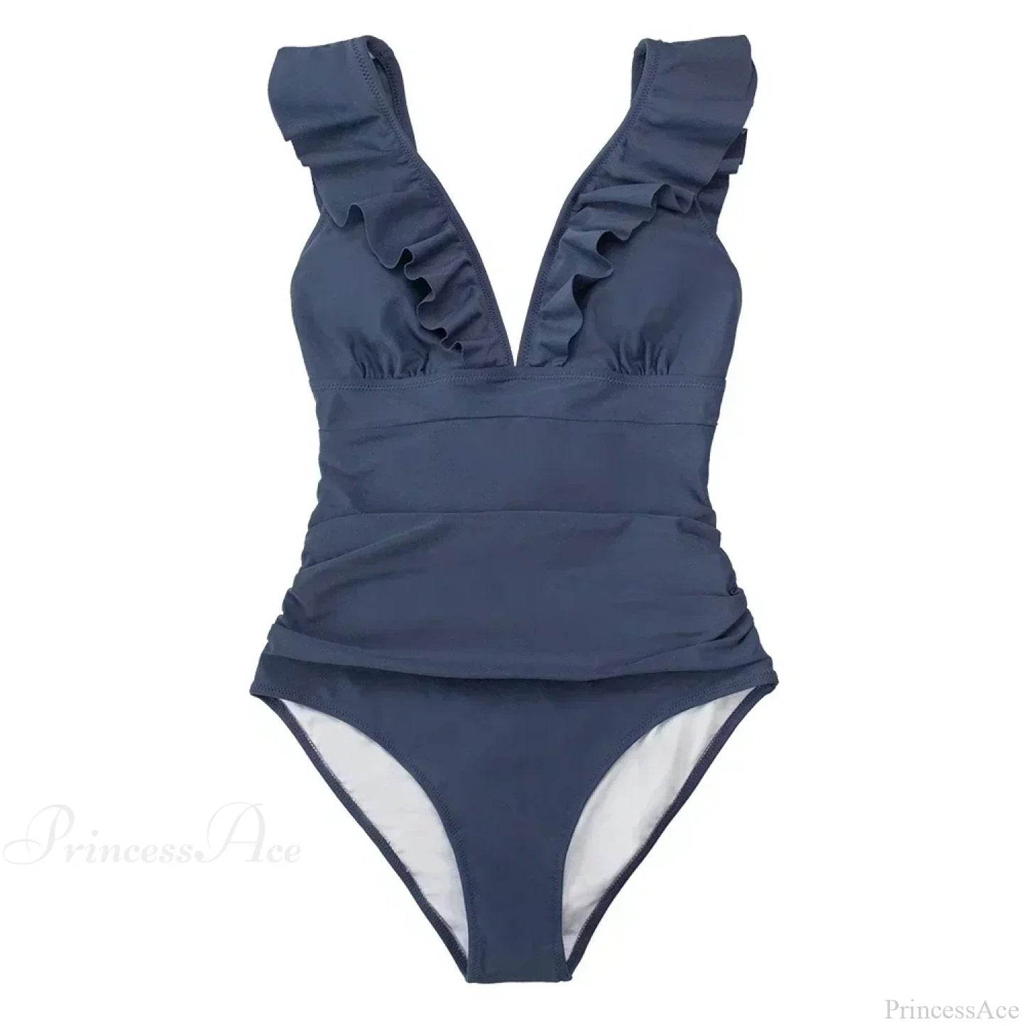 Ruffled V-neck Lace Up One Piece Set